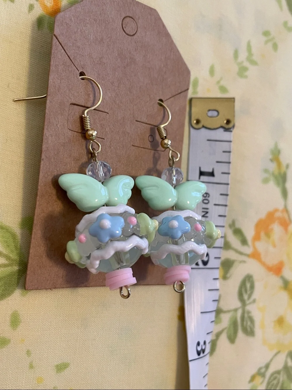 Handmade Ice Cream Bead Dangle Earrings - Picture 2 of 3